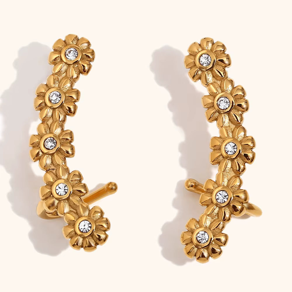 Floral Zircon Stud Earrings