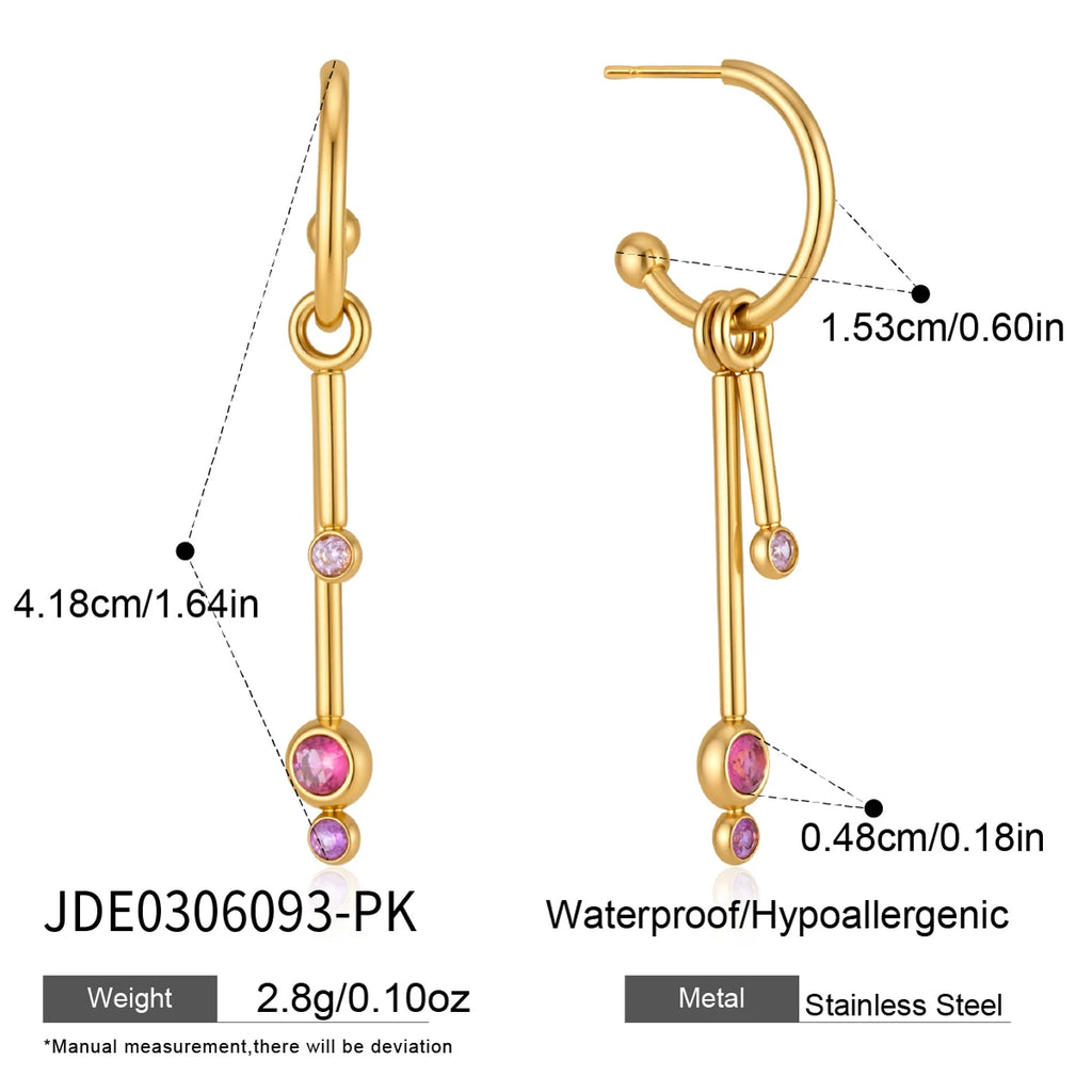 tassel drop earrings in 18k gold with pink zircons – detachable tassel – shvetah