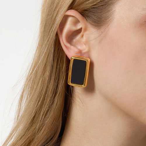 Black Baguette Earrings