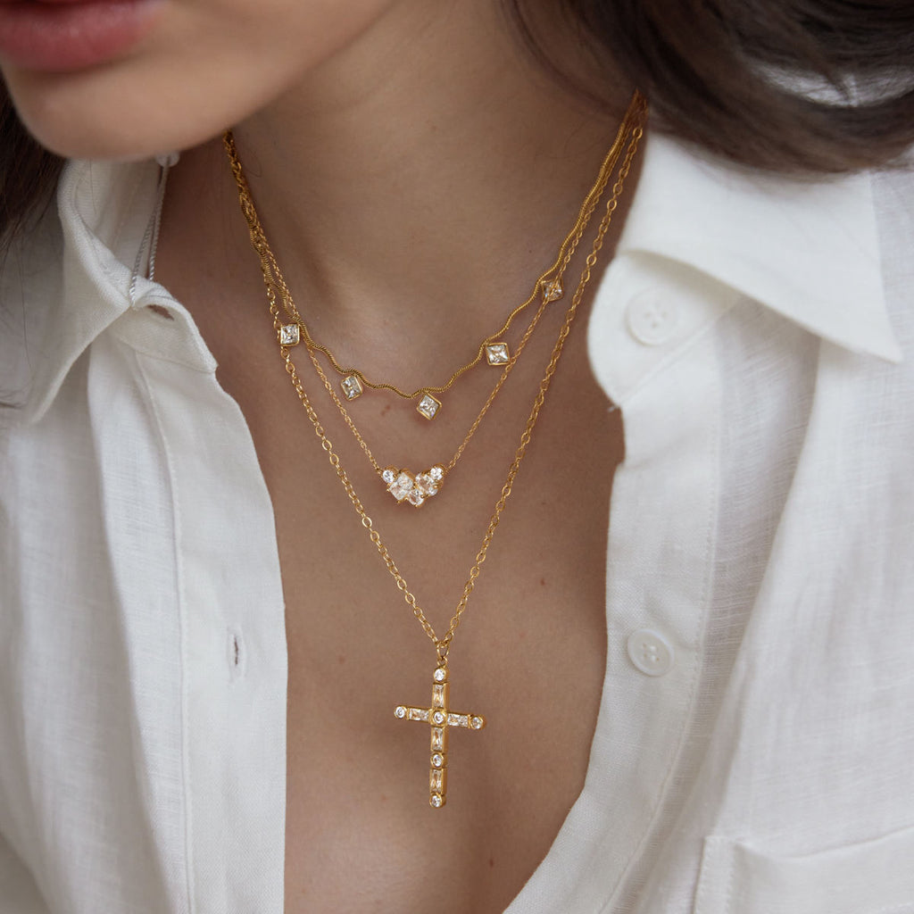Square Stone Drop Necklace
