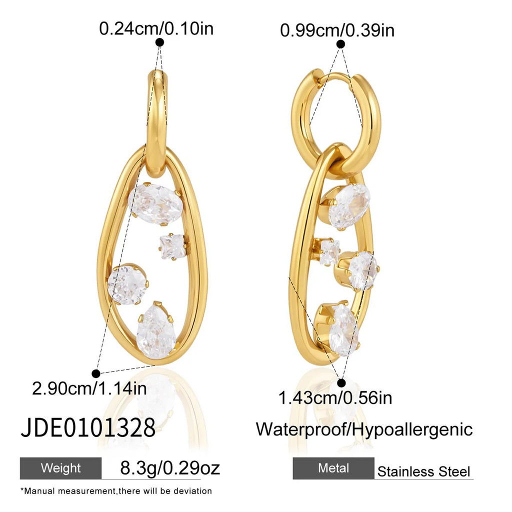 charm drop earrings in 18k gold with square round and heart zircons – shvetah