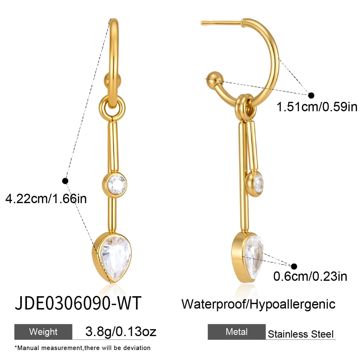tassel drop earrings in 18k gold with white zircons – detachable tassel – shvetah