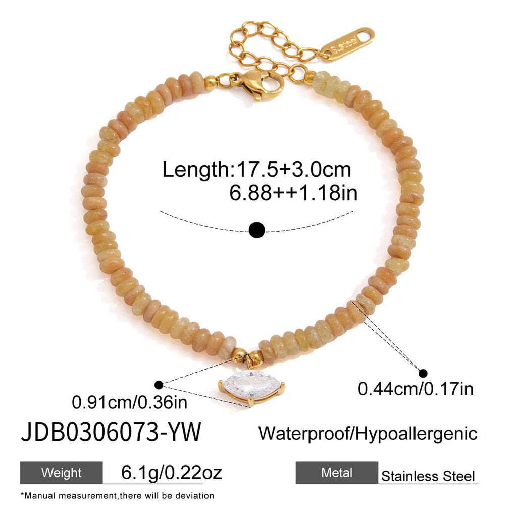 amazonite beaded bracelet in yellow with white star zircon pendant – shvetah
