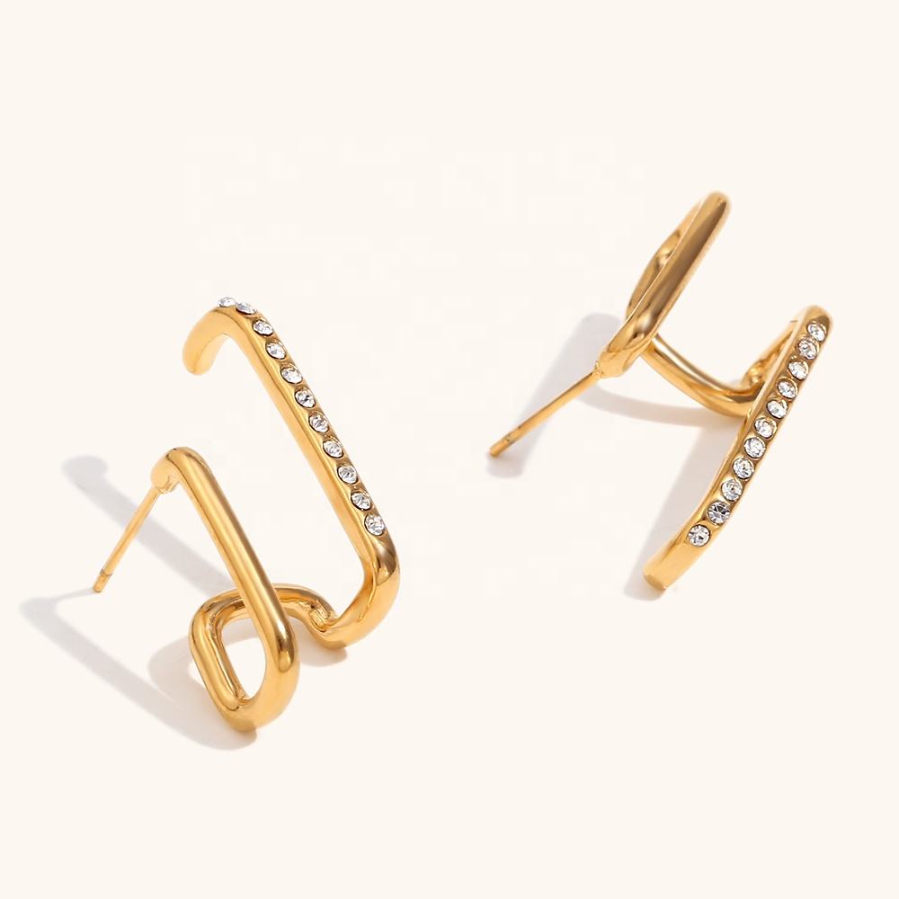Double Layer Zircon Stud Earrings