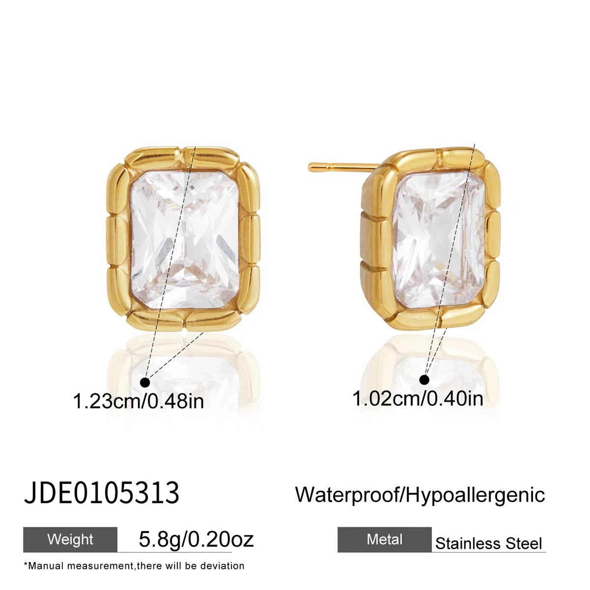 square bezel studs in 18k gold with textured setting – shvetah