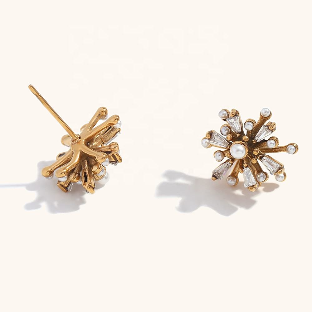 Starburst Pearl Stud Earrings