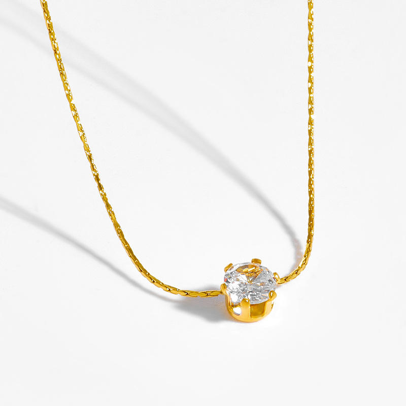 Diamond Solitare Necklace (6mm Zircon)