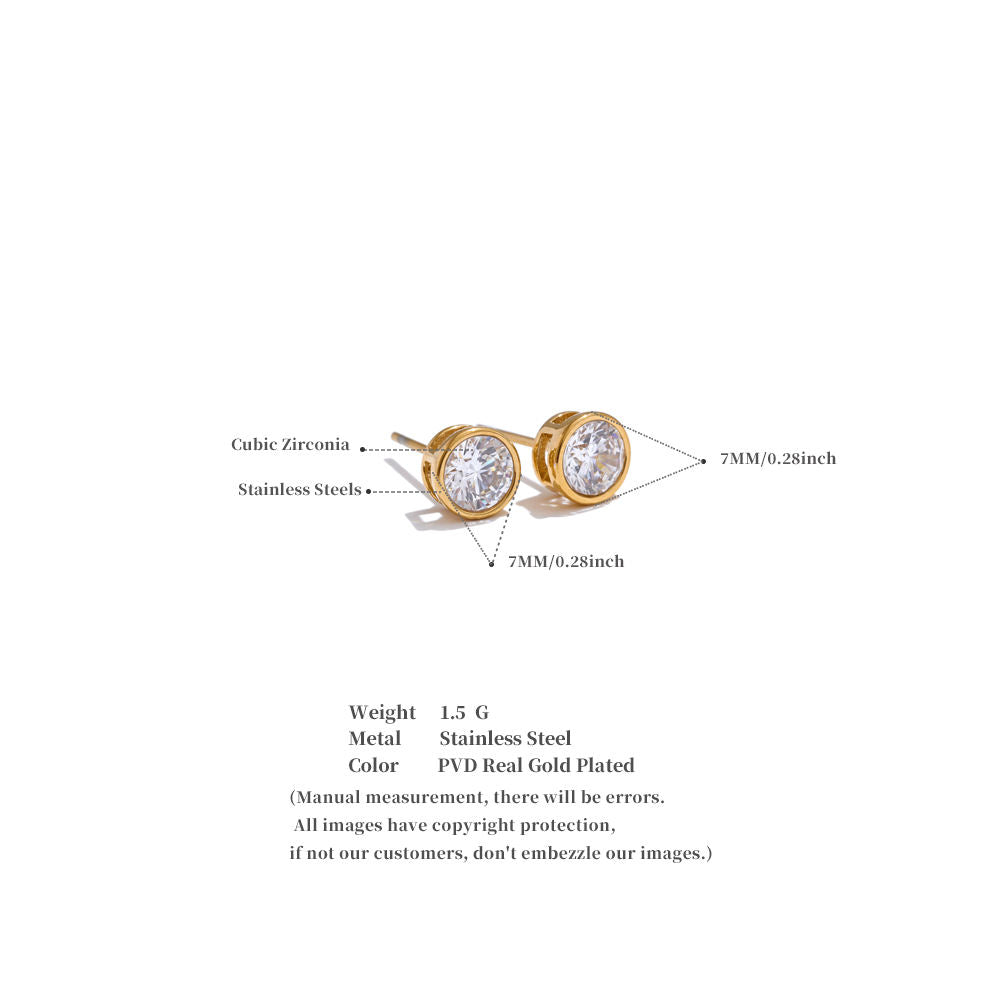 Round Bezel Stud Earrings
