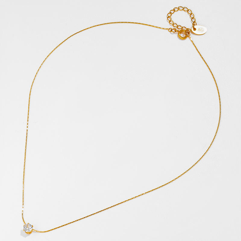 Diamond Solitare Necklace (6mm Zircon)