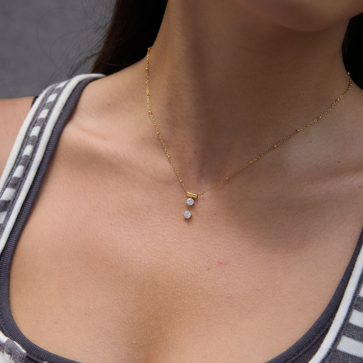 Solitaire Drop Pendant Necklace