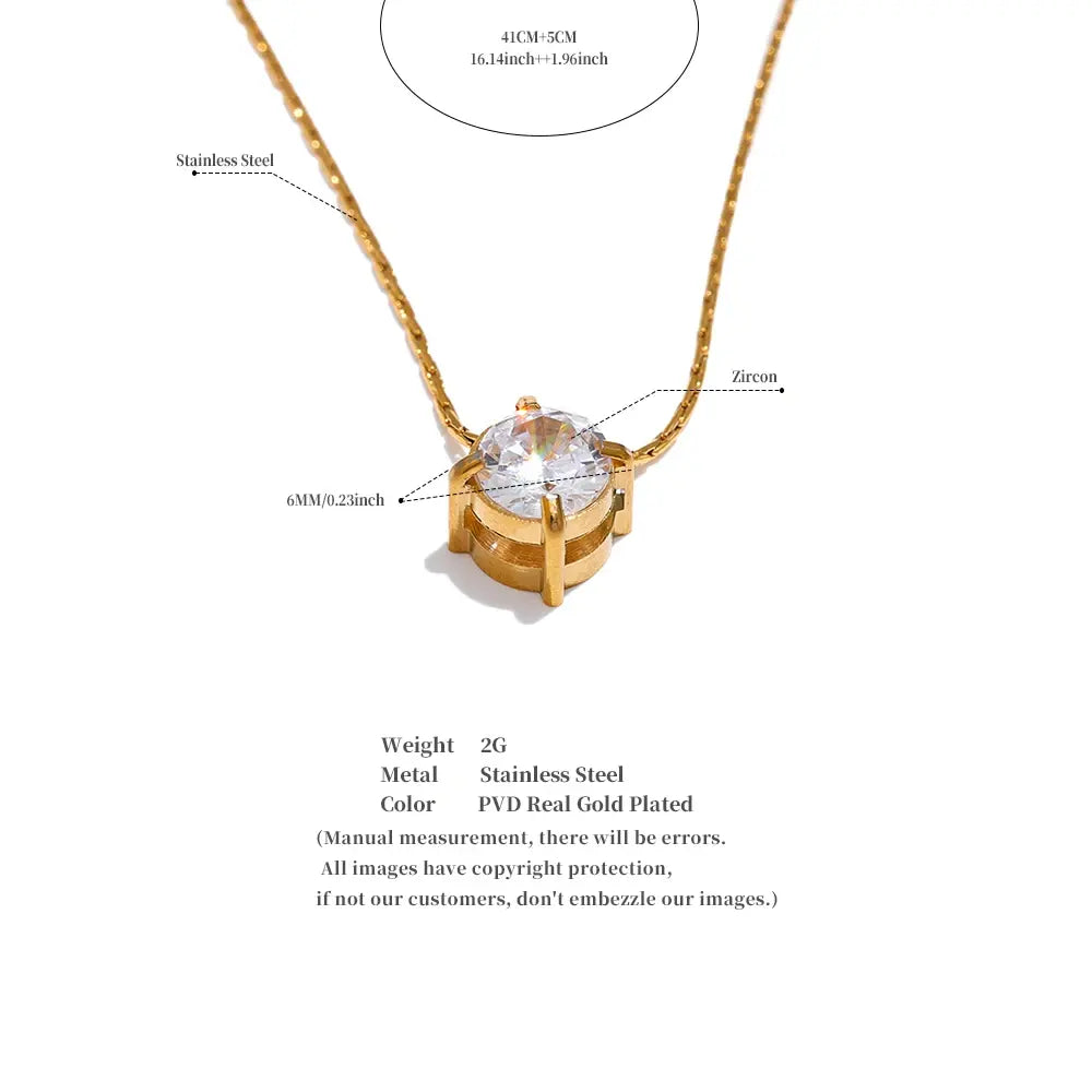 Solitare Necklace (6mm Zircon)