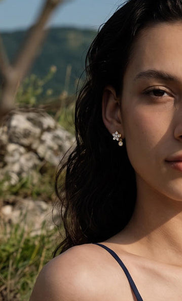 Lotus Diamond Drop Studs