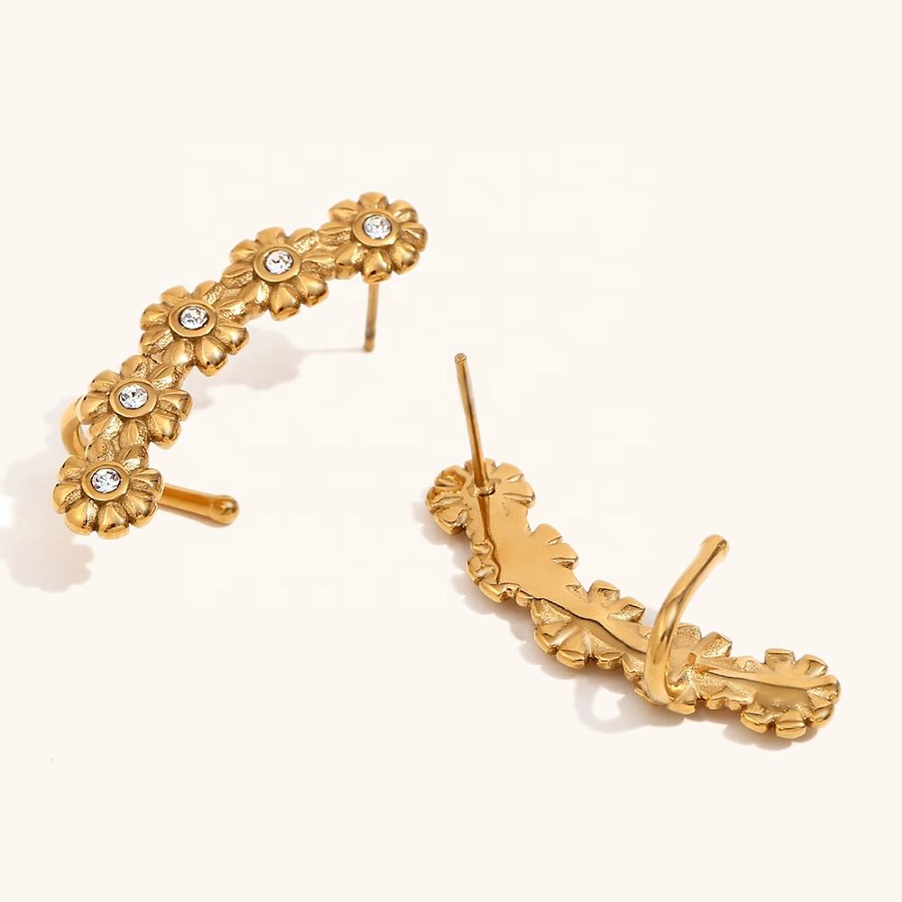 Floral Zircon Stud Earrings