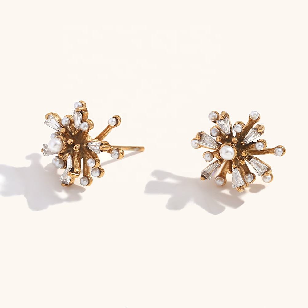 Starburst Pearl Stud Earrings