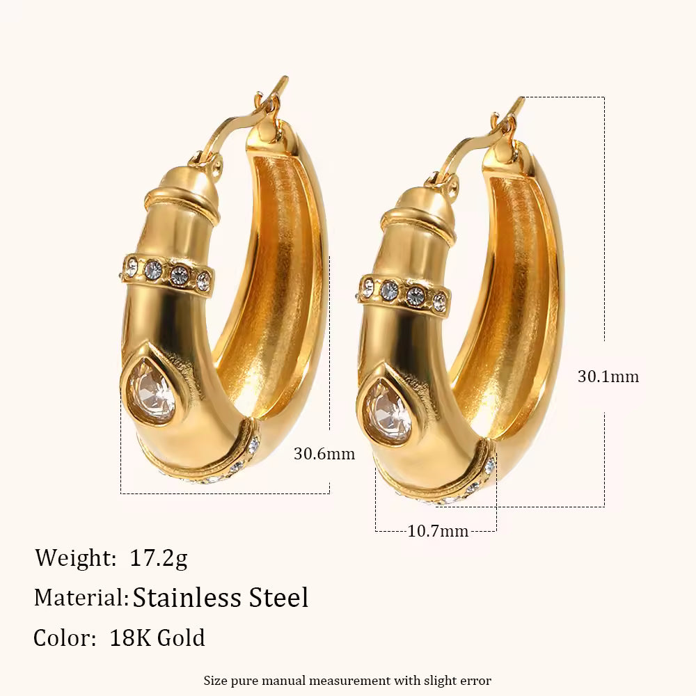 Bamboo Crystal Hoop Earrings