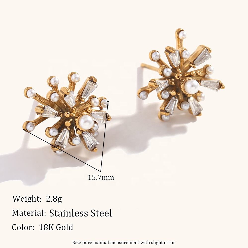 Starburst Pearl Stud Earrings