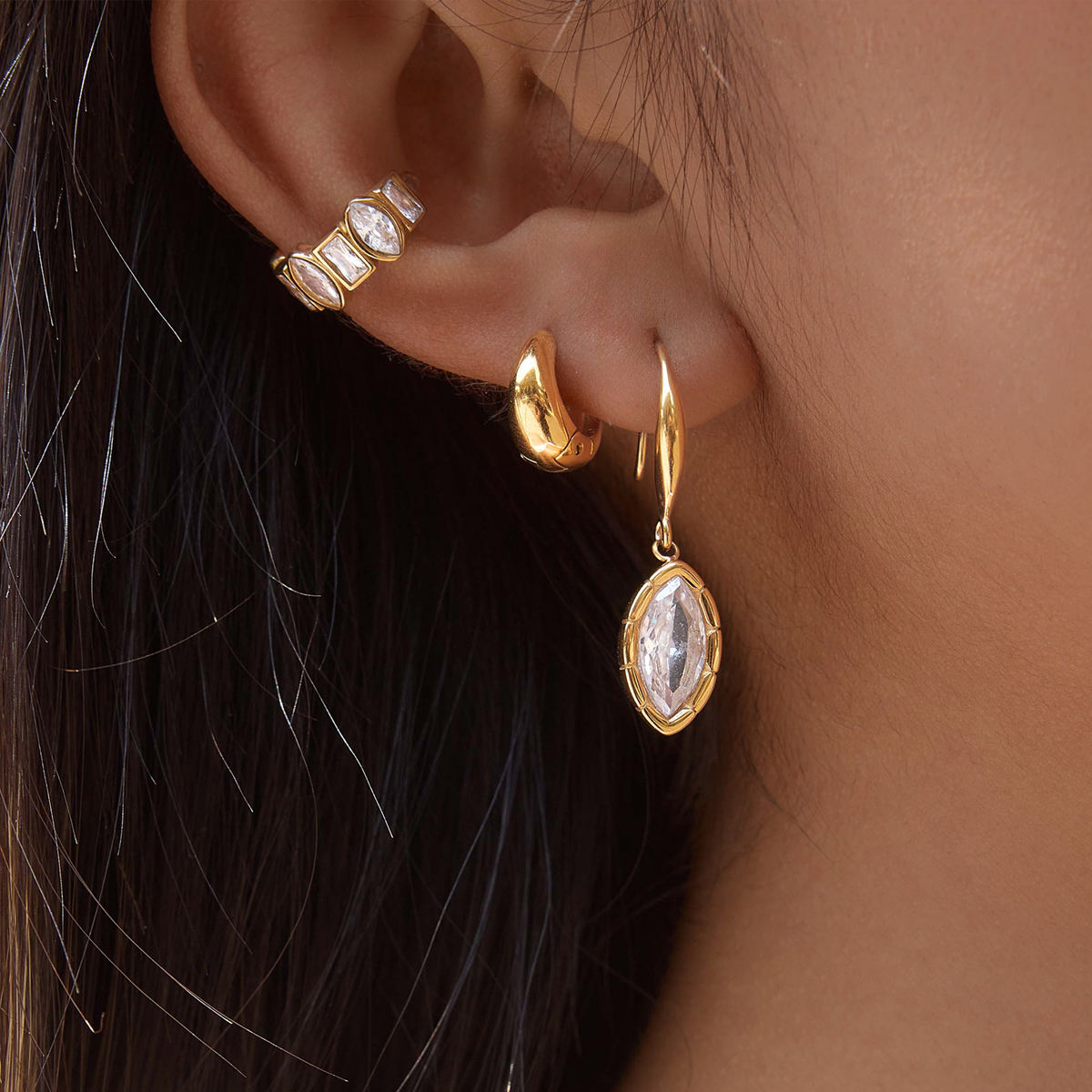 Solitaire Pear Drop Earrings