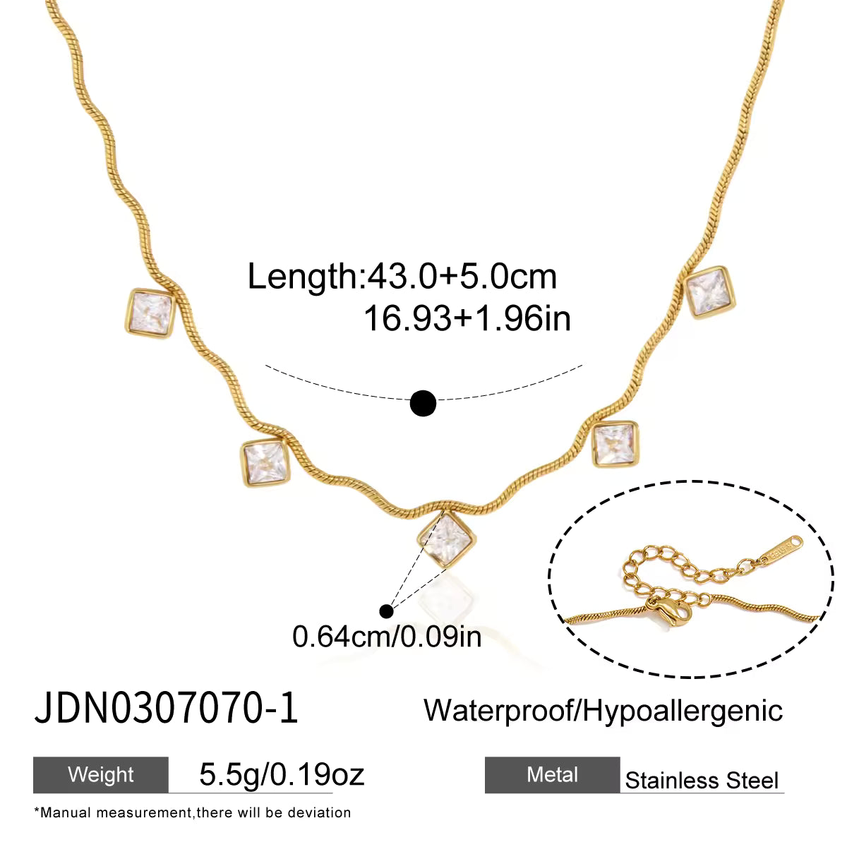 Square Stone Drop Necklace