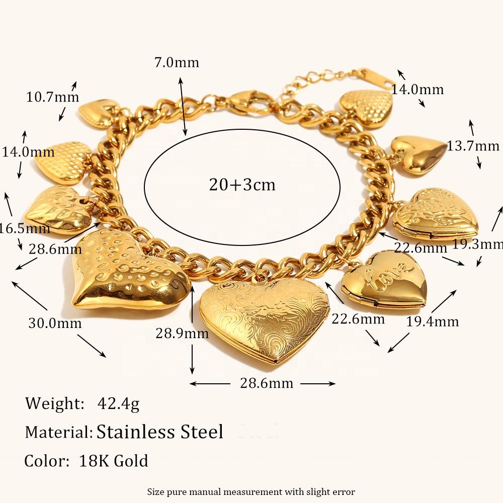 Bold Heart Charm Bracelet