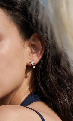 Lotus Diamond Drop Studs