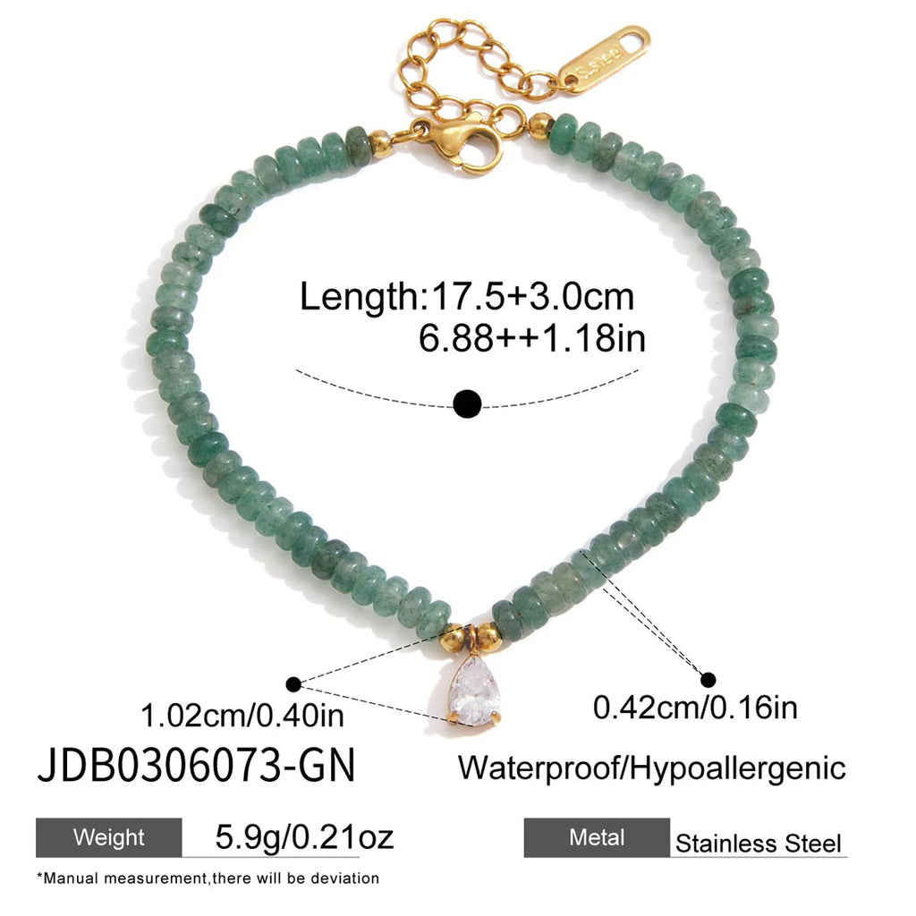 amazonite beaded bracelet in green with white star zircon pendant – shvetah