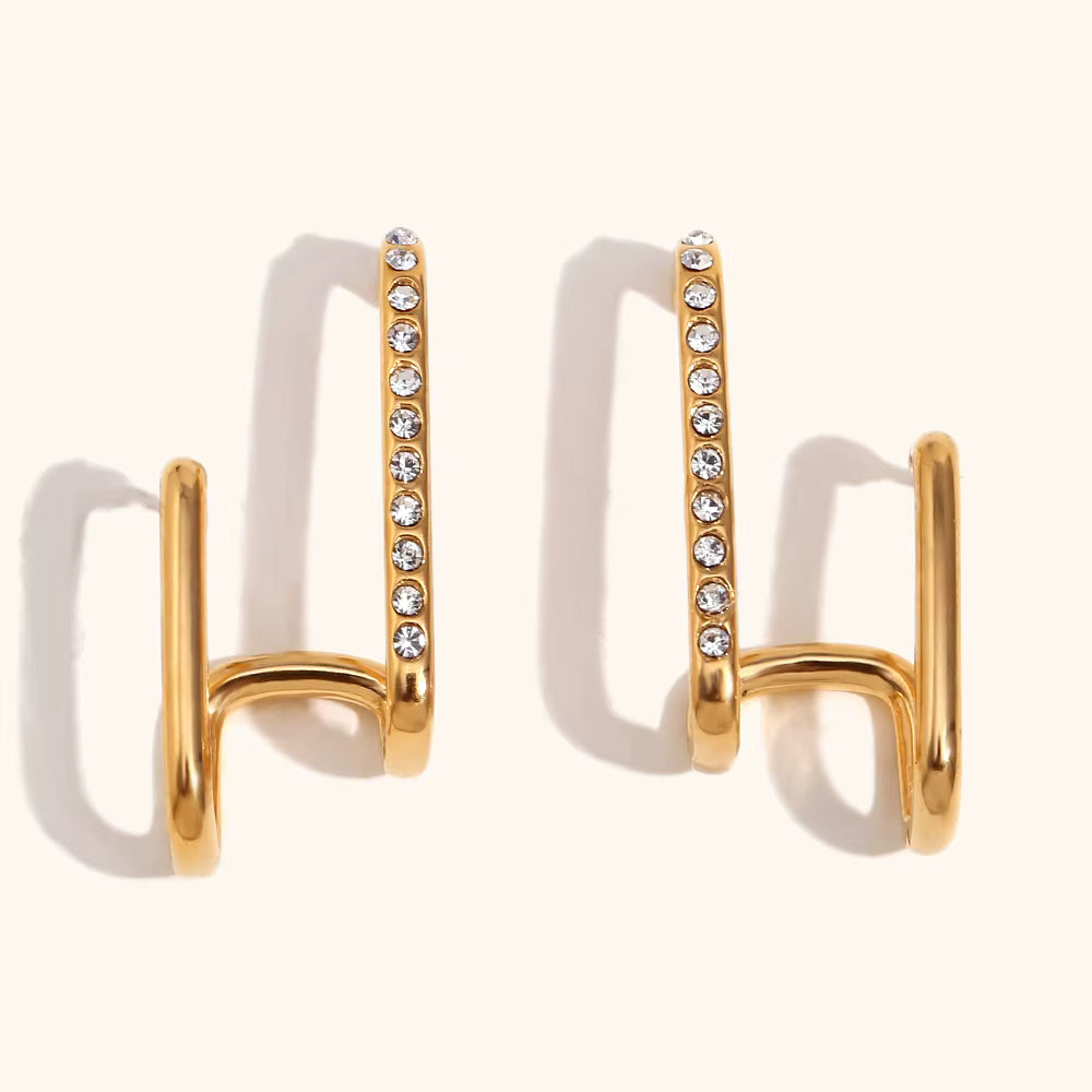 Double Layer Zircon Stud Earrings