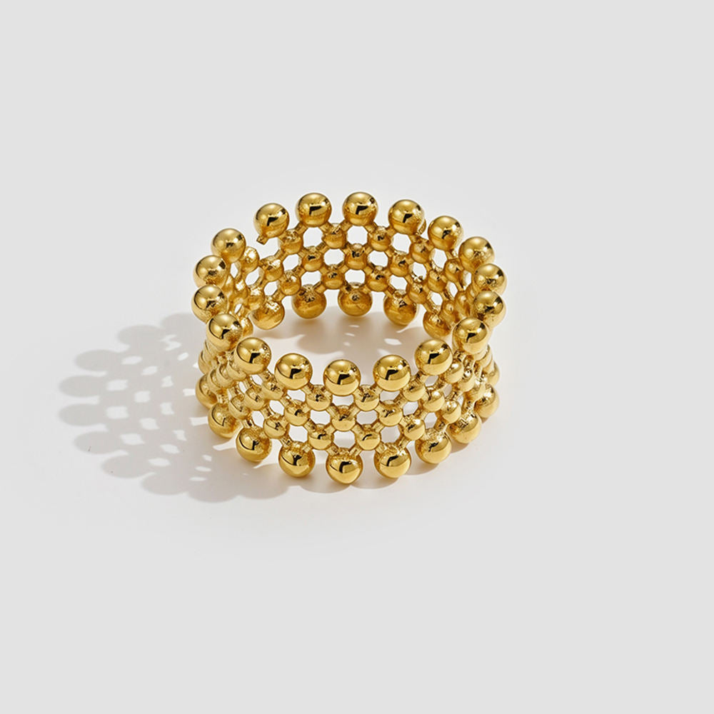 Beaded Mesh Ring top product view