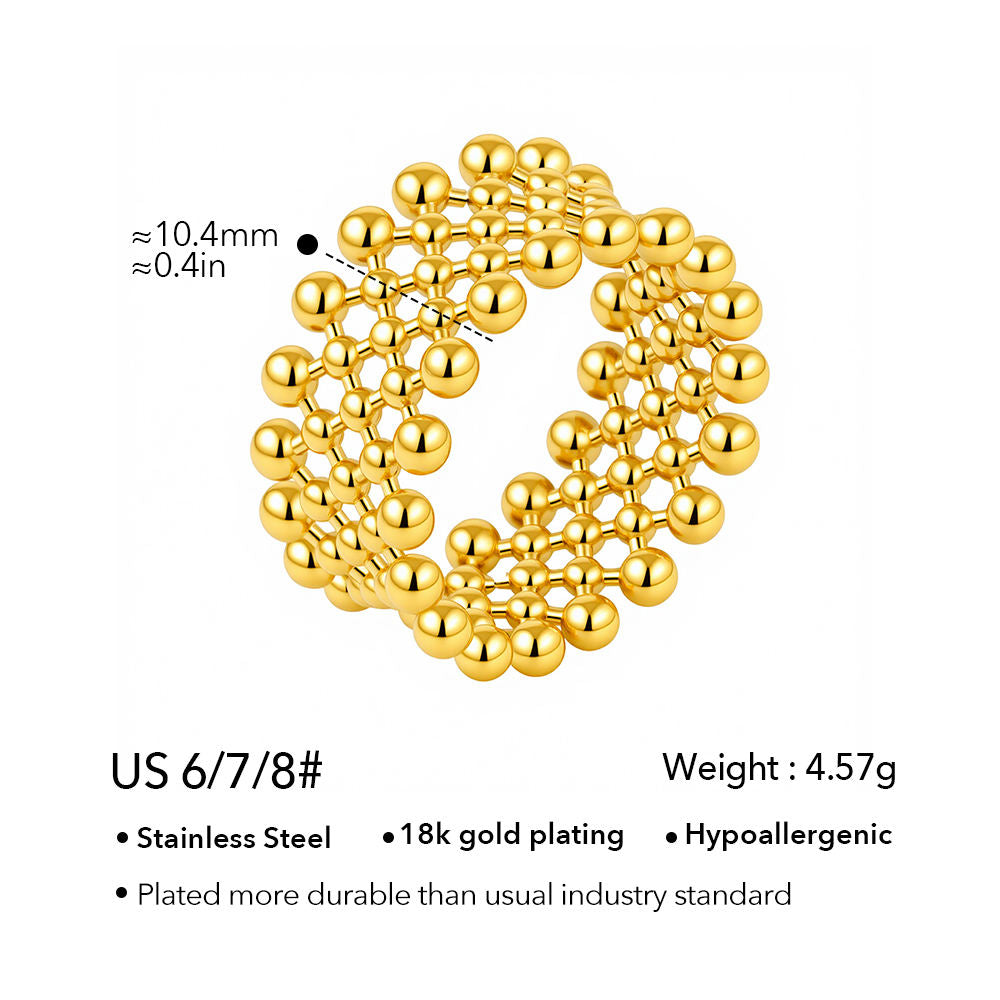 Beaded Mesh Ring size and material specifications