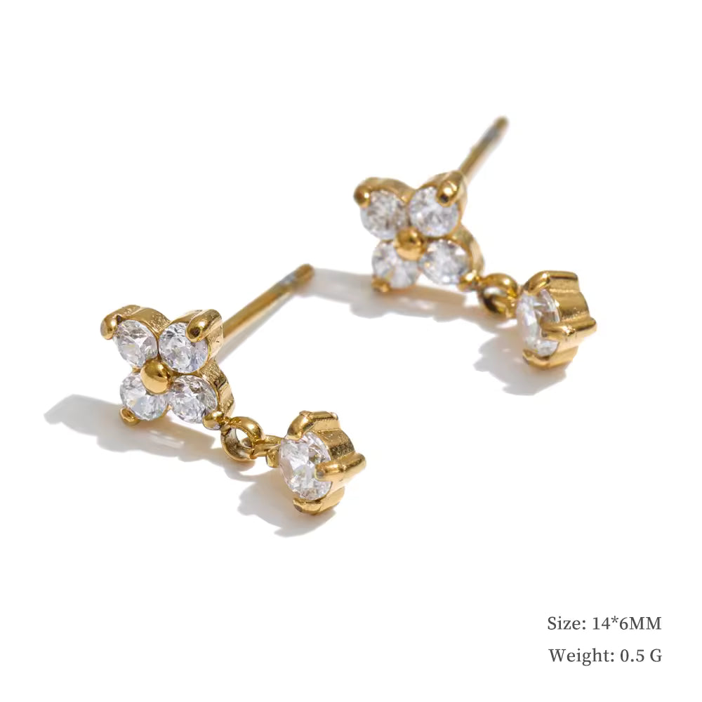 Lotus Diamond Drop Studs