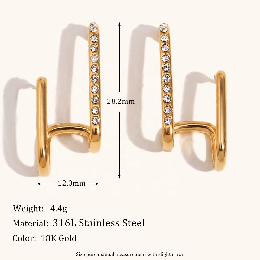 Double Layer Zircon Stud Earrings