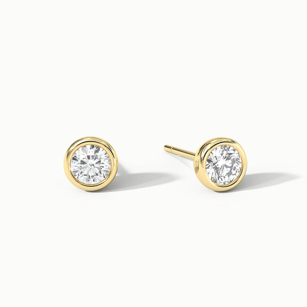 Round Bezel Stud Earrings
