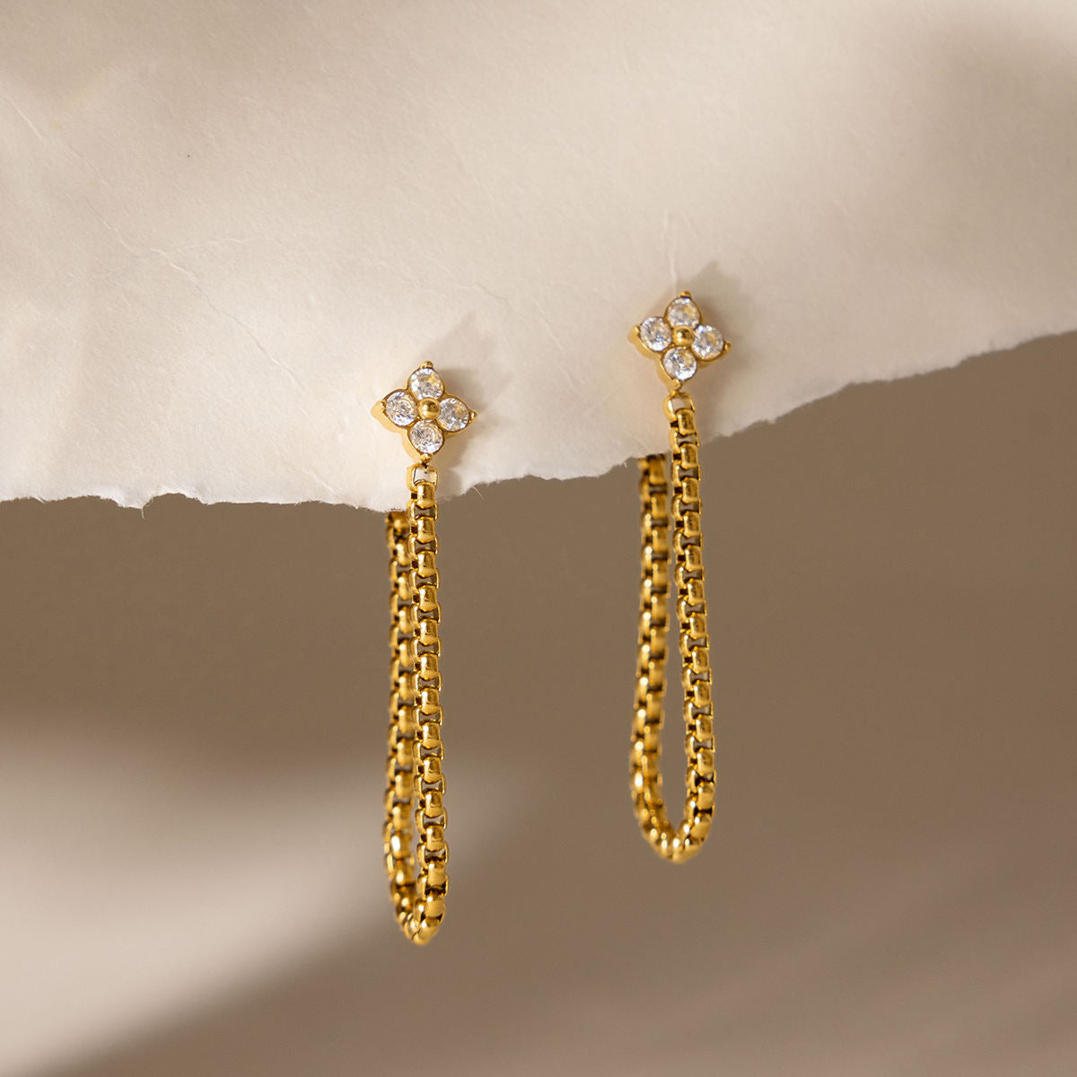 Clover Chain Drop Earrings