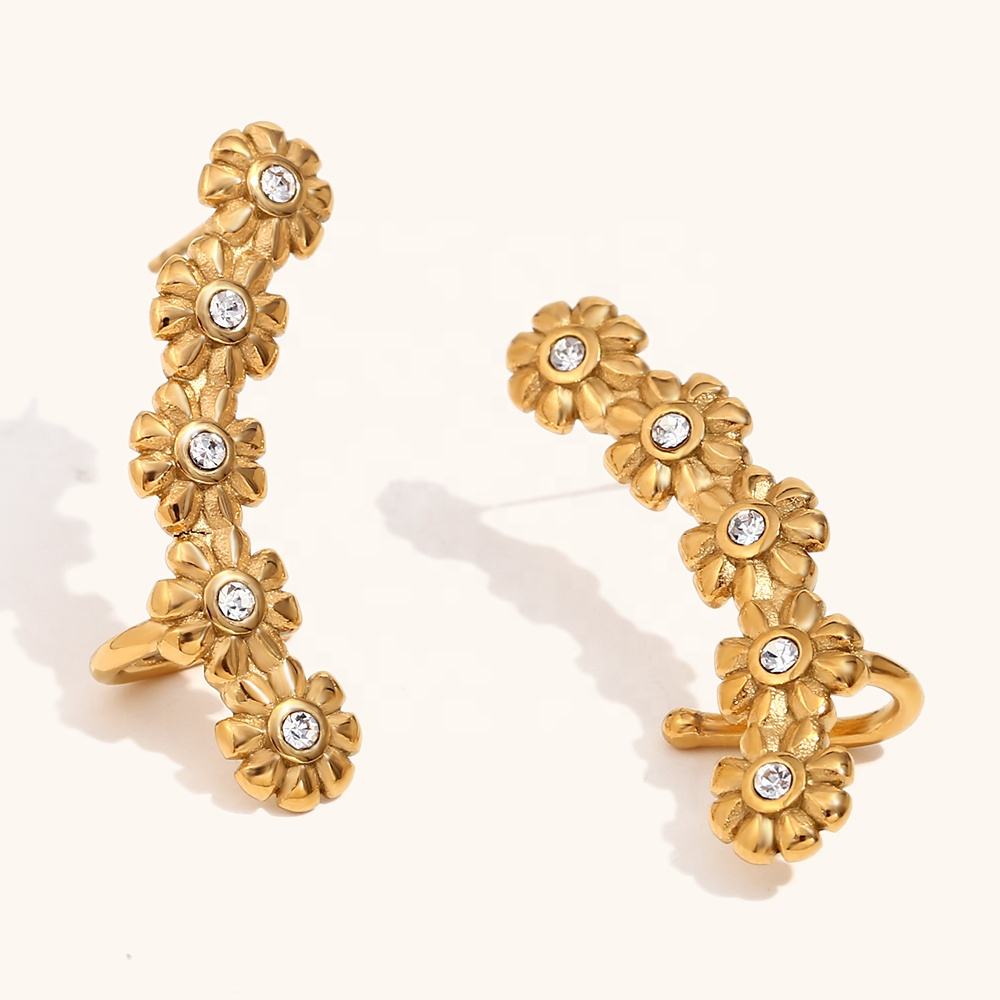 Floral Zircon Stud Earrings
