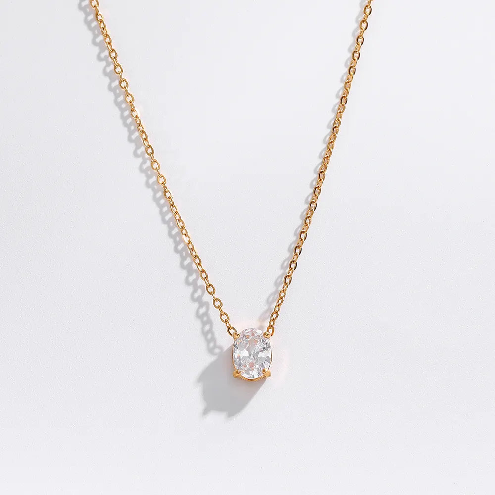 Oval Zirconia Pendant Necklace