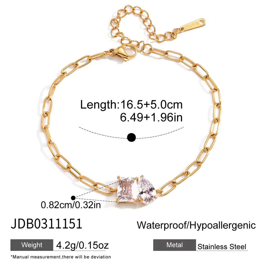 Paperclip Two Stone Bracelet