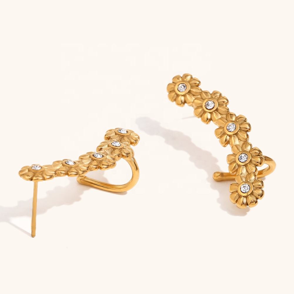 Floral Zircon Stud Earrings