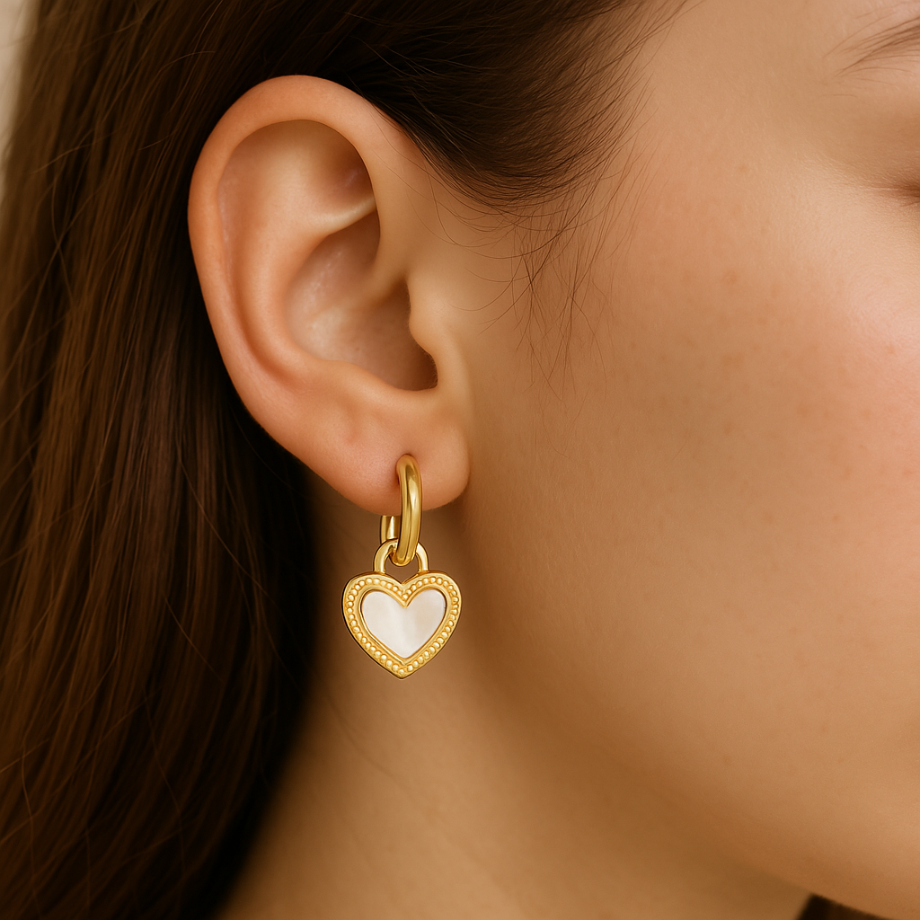 Heart Charm Hoops