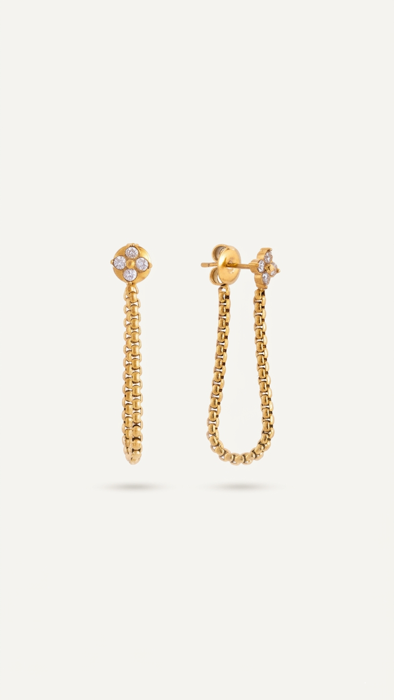Clover Chain Drop Earrings