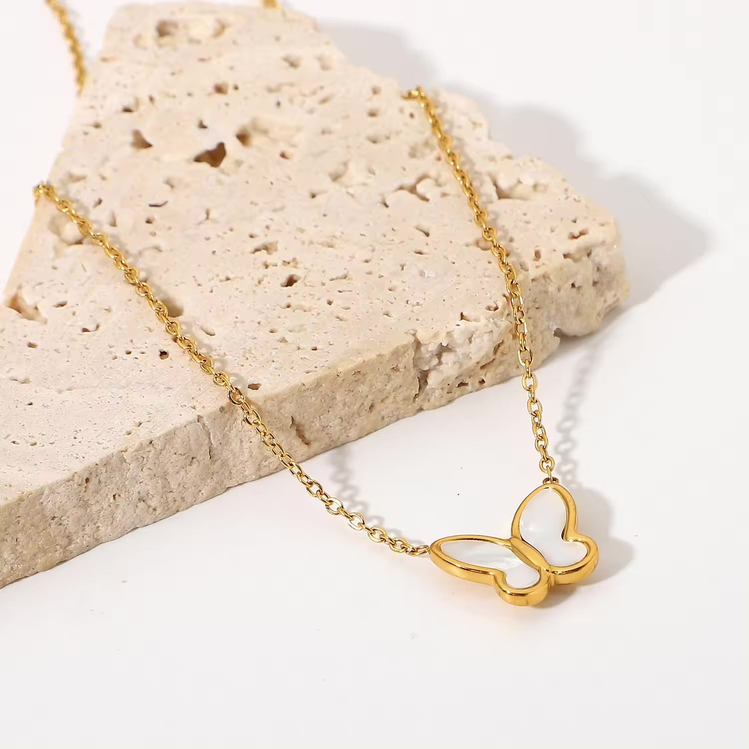 Ivory Butterfly Necklace - Shvetah