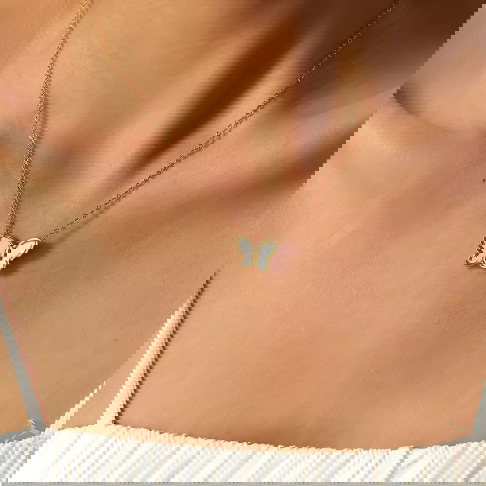 Ivory Butterfly Necklace - Shvetah
