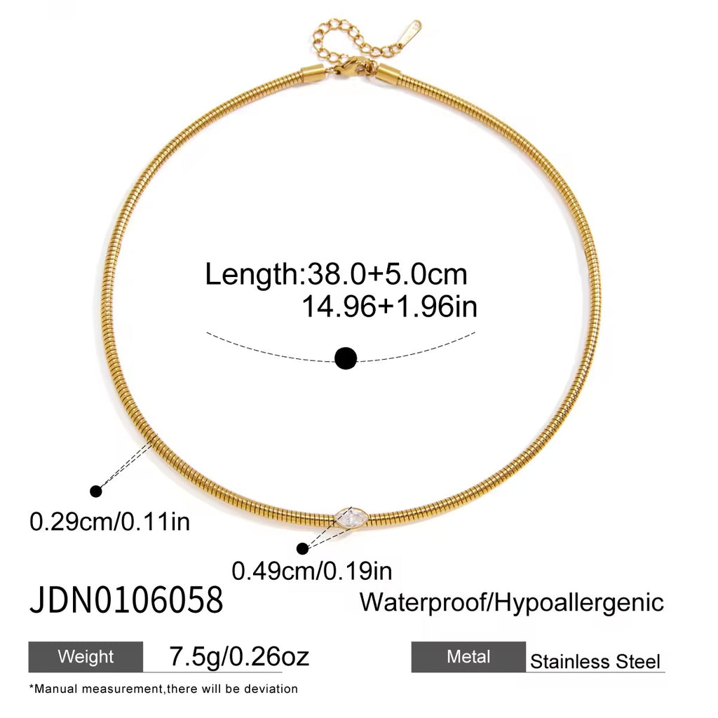 Gold stainless steel necklace with crystal centre pendant