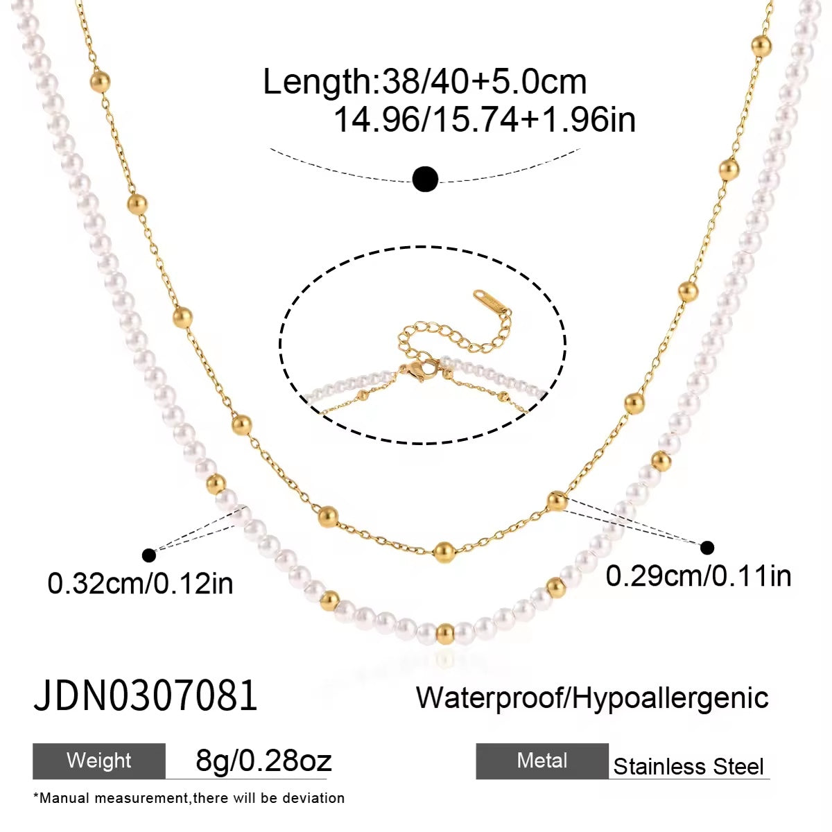 Layered pearl and gold bead necklace