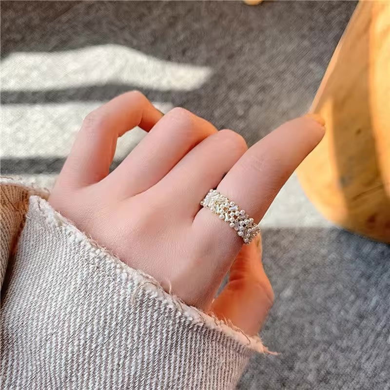 Korean Delicate Pearl Zircon Ring - Shvetah