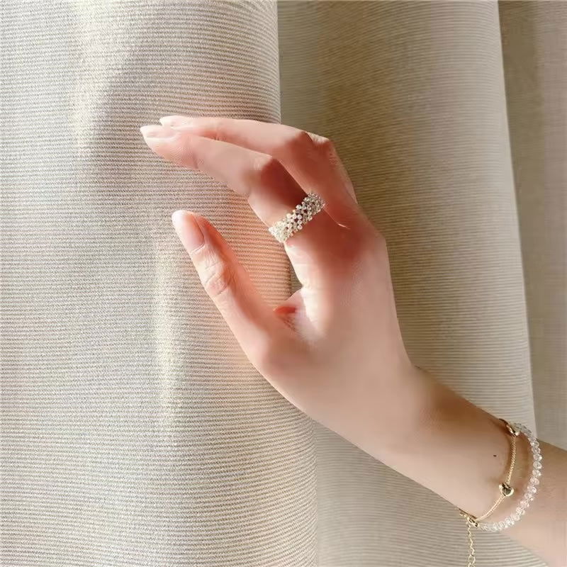 Korean Delicate Pearl Zircon Ring - Shvetah