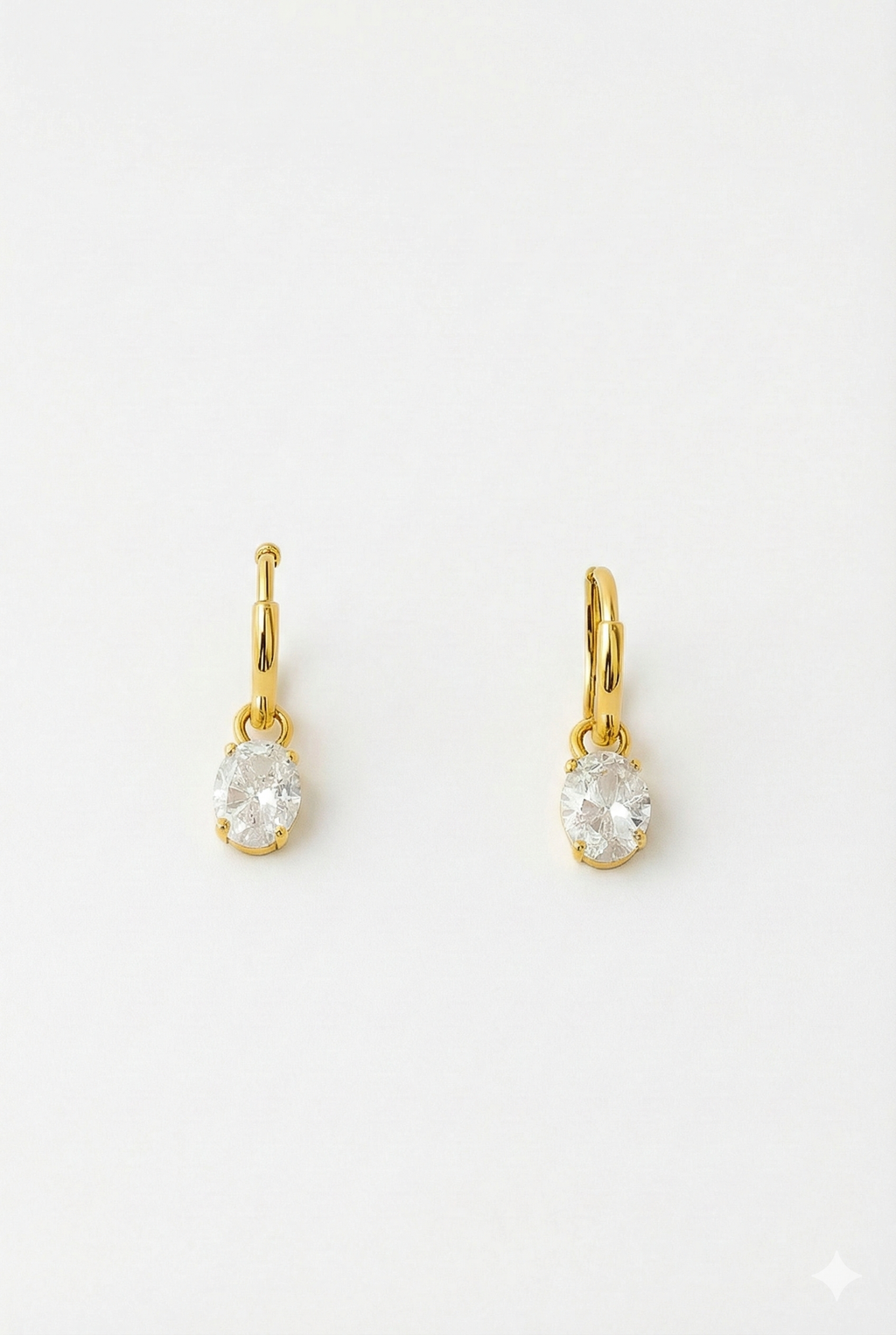 Oval Diamond Drop Hoops