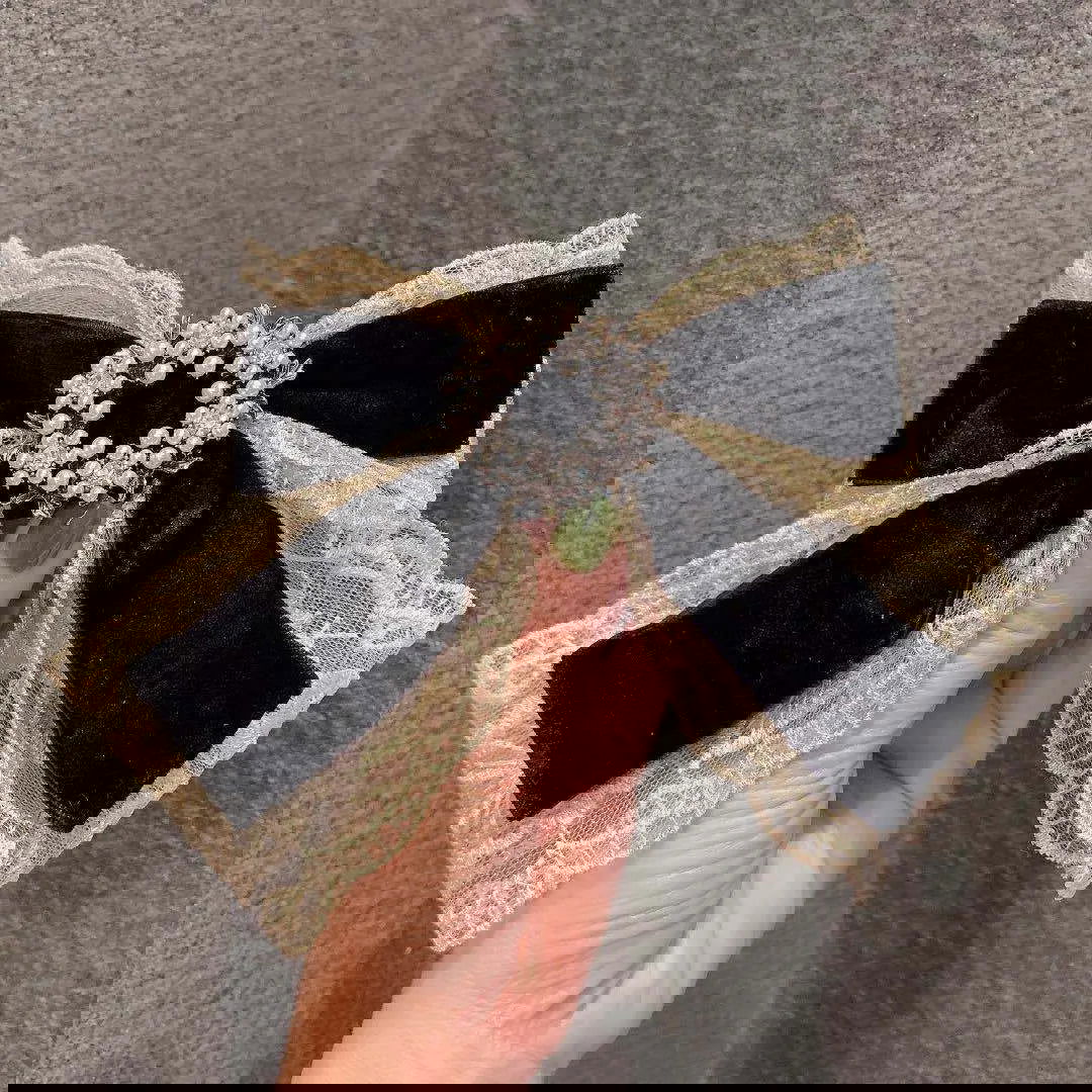 Rhinestone Lace Velvet Bow - Shvetah