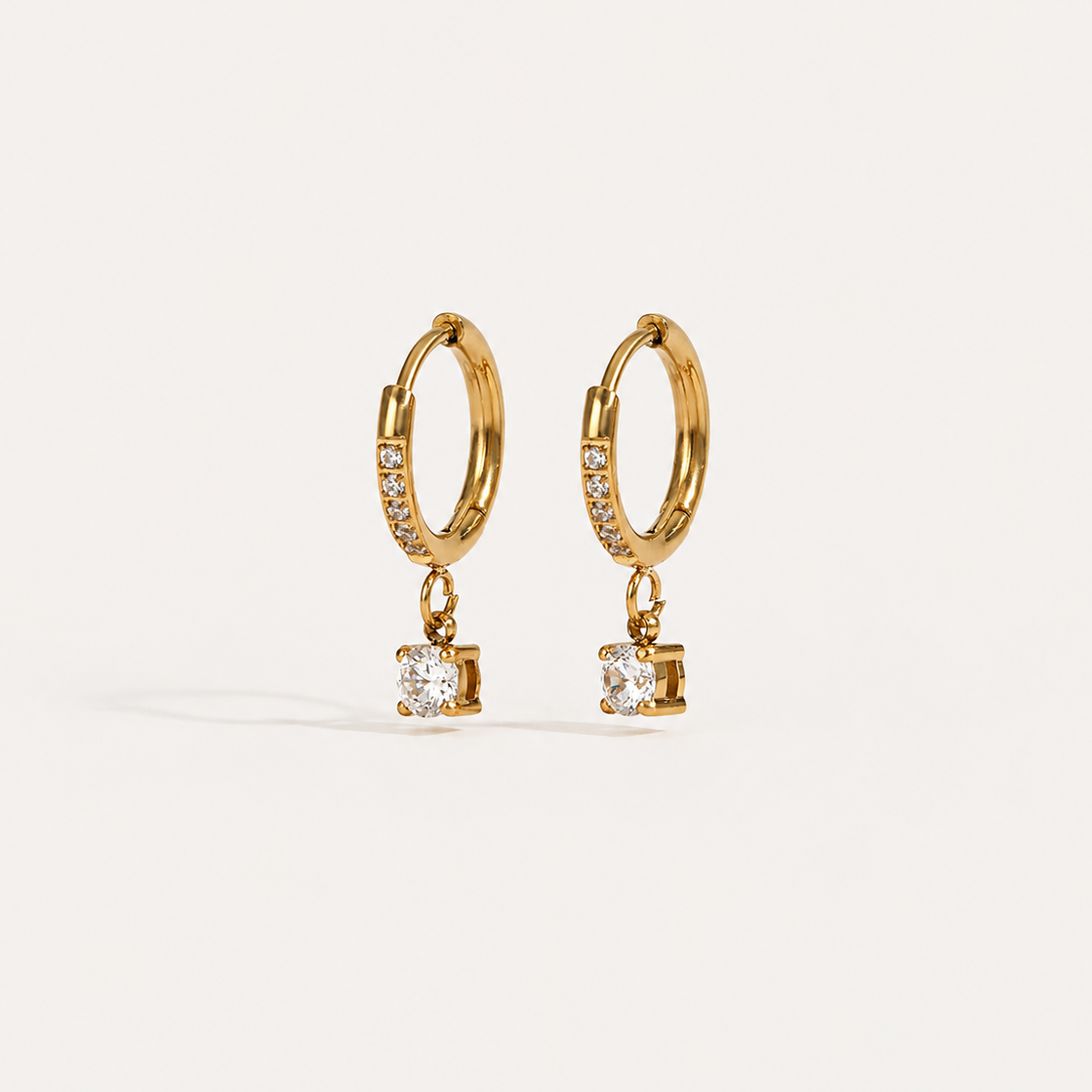 Round Diamond Drop Hoops