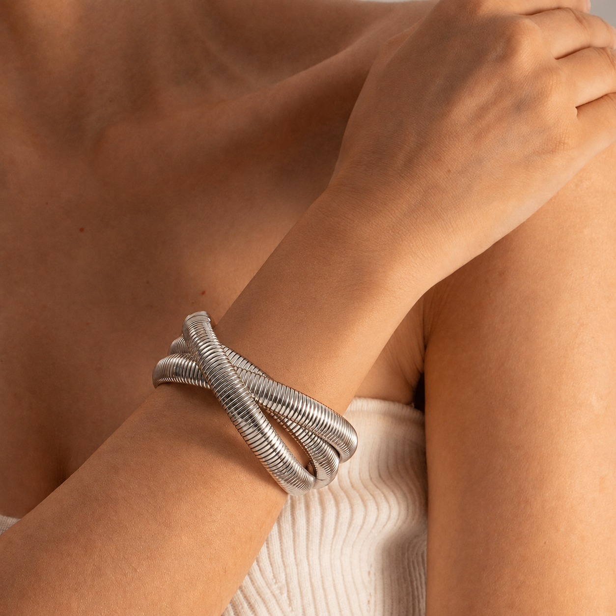 Silver Cascade Wristlet