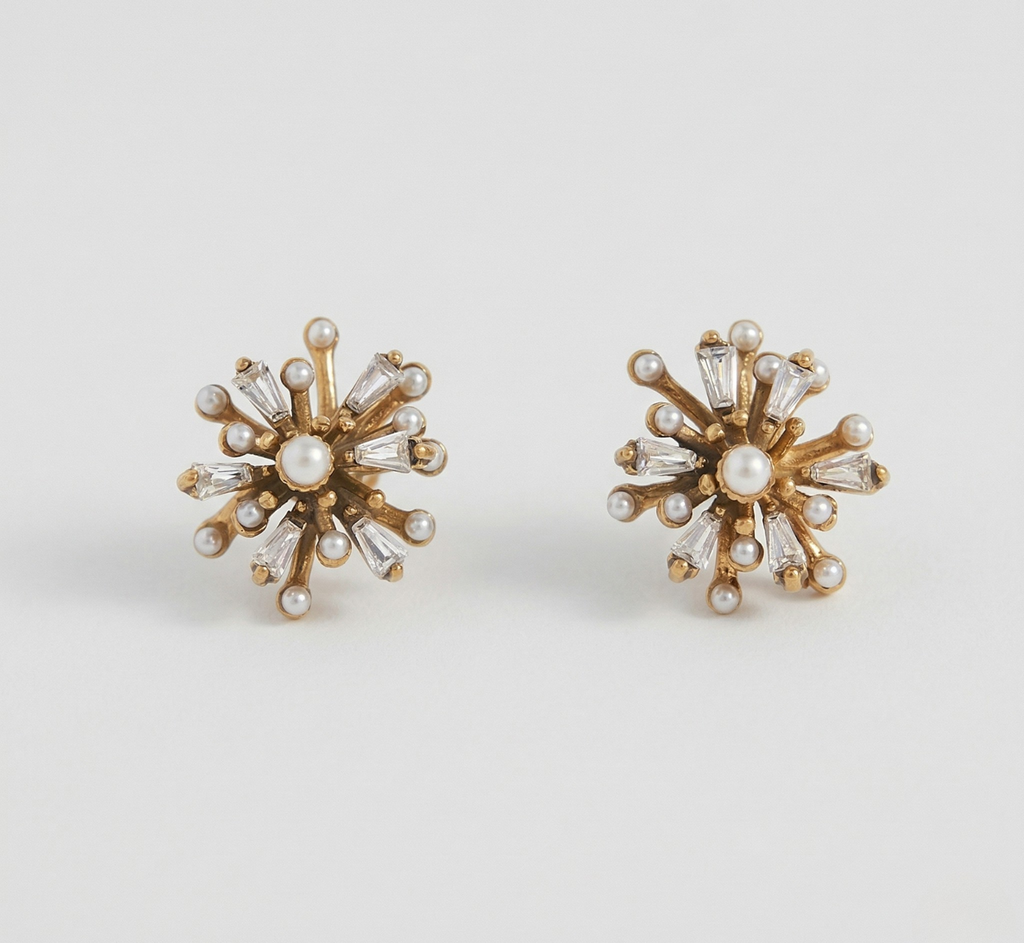 Starburst Pearl Stud Earrings