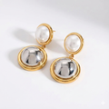 Two Tone Pearl Drop Earrings